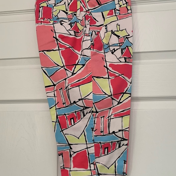 ❤️TALBOTS MULTI-COLOR ABSTRACT PRINT PANTS – CAPRIS - EUC – Sz 4 - Picture 2 of 4